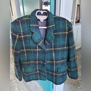 Vintage Jones New York Plaid Blazer - Green and Yellow